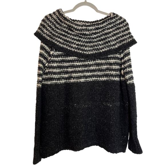 Free People Sweaters - Free People Engineer Striped Cowl Neck Sweater Size S Wool Linen Mohair Boho